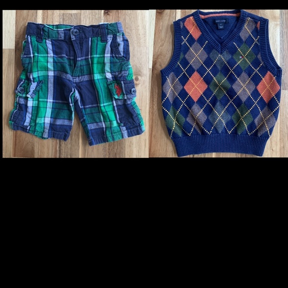 2T Preppy Bundle! Tommy Hilfiger knit vest pullover + US POLO ASSN shorts - Picture 2 of 11
